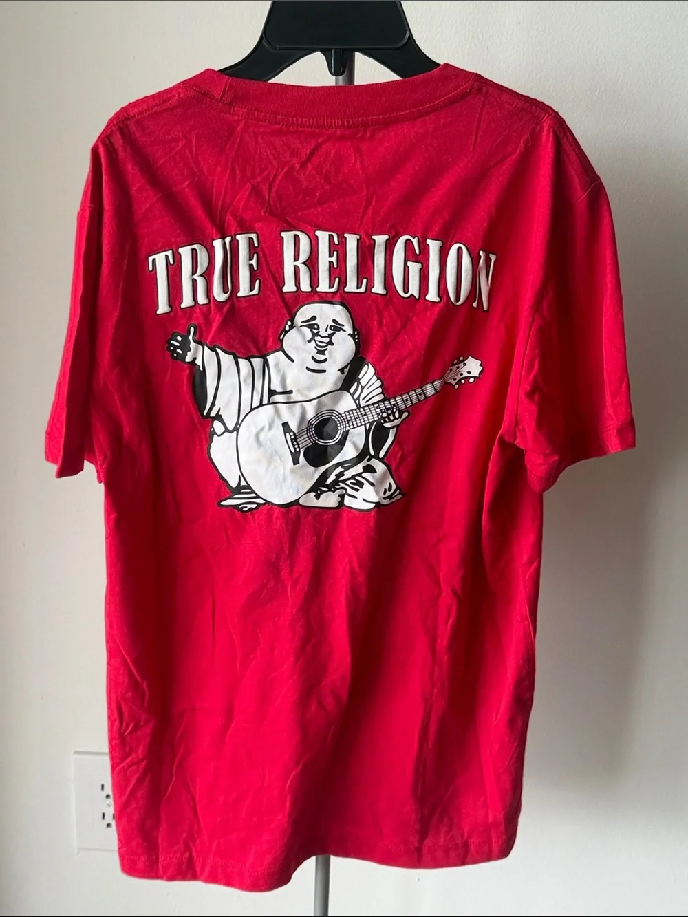 True Religion Bright Red Short Sleeve Tee with White Horseshoe